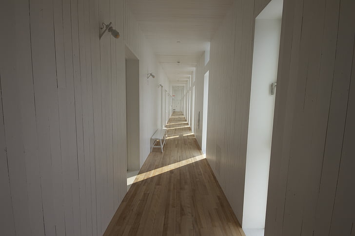 closeup photo of brown and white paint hallway