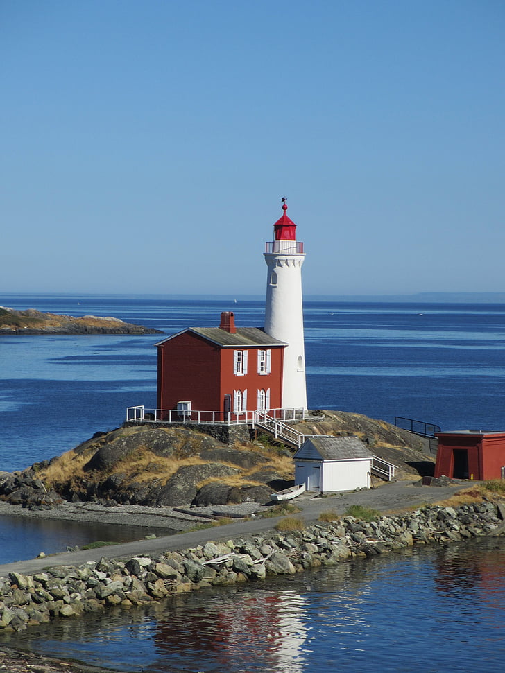 lighthouse, vancouver, canada, fisgard, sea, coastline