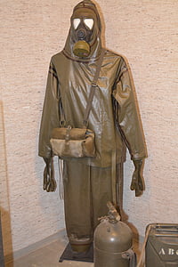 brown gas mask suit