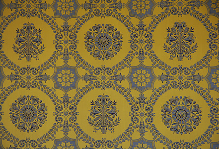 yellow and gray floral wallpaper