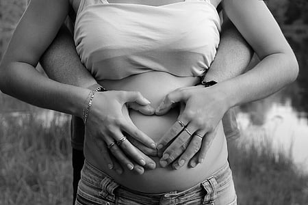 pregnant, belly, hands, heart, love, woman