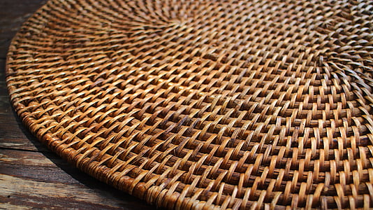 brown wicker table mat