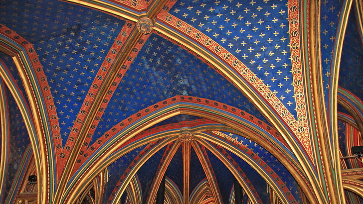blue and red ceiling decor