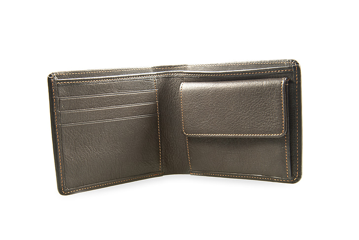 gray leather bifold wallet