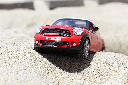 red Mini Cooper scale model selective focal photo