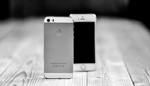smartphone, iphone, table, closeup, macro, black and white