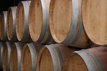 brown wooden wine barrel lot