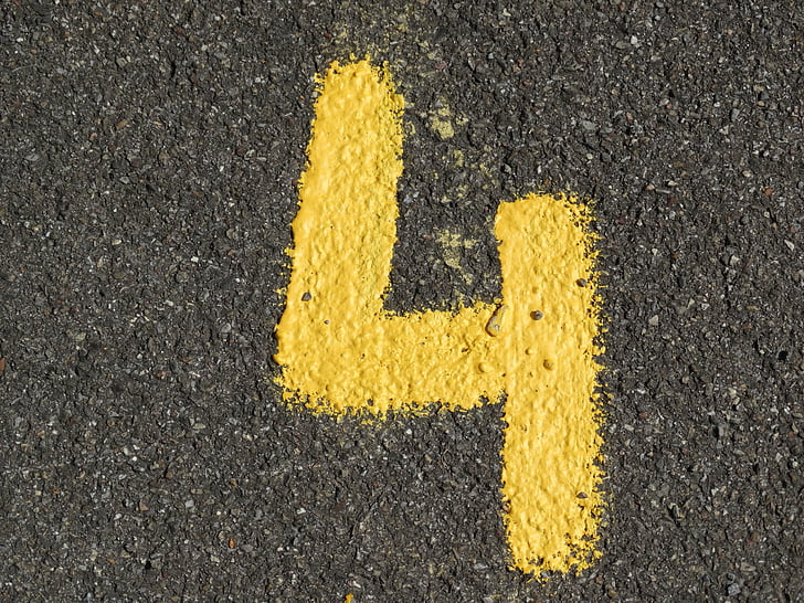 number, ad, yellow, color, asphalt, road