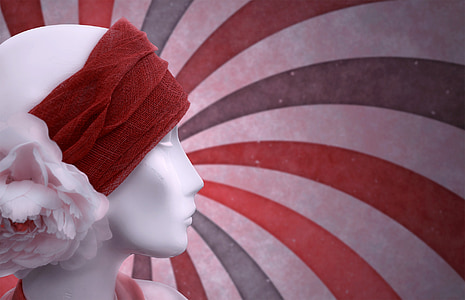 photo of red headband on head bust