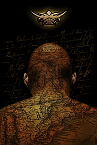 man with map tattoo illustration