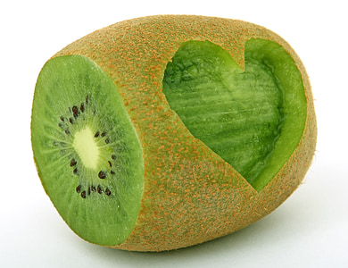 kiwi fruit with heart engravings