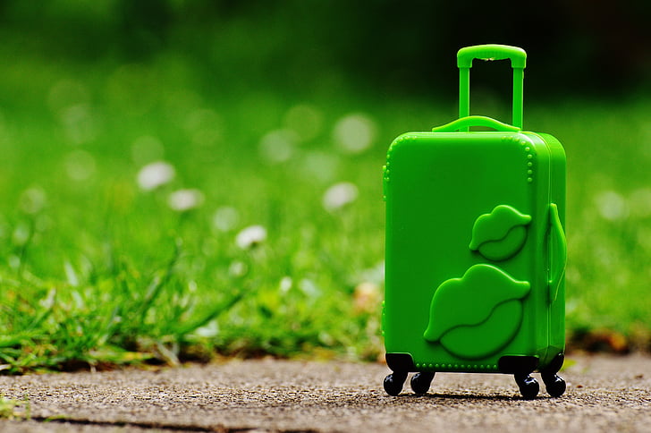 green hardcase luggage