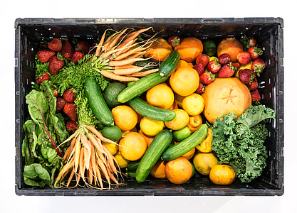 assorted vegetable on black crate