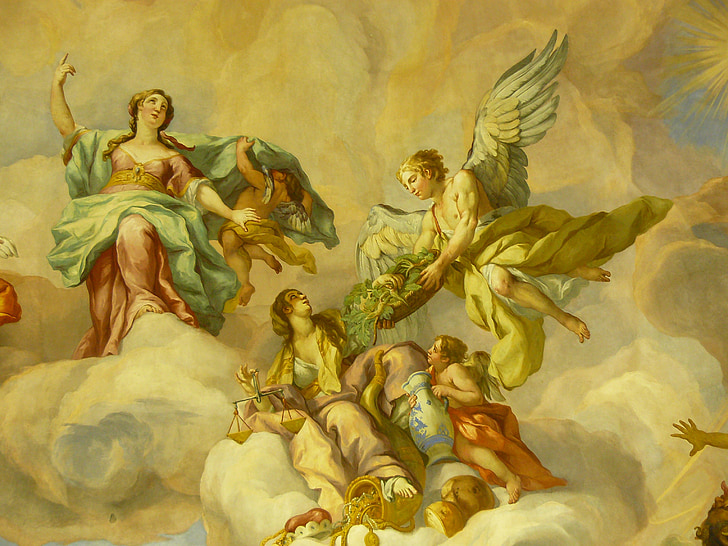 angels in cloud painting