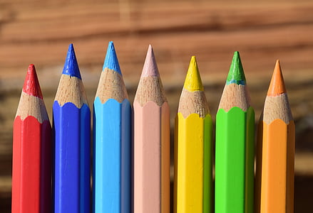 assorted-color pencils