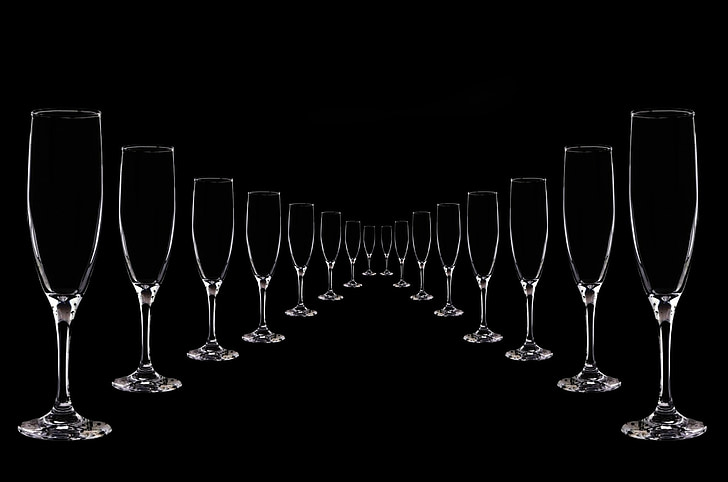 clear wine glass lot with black background