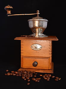 vintage brown wooden hand crank coffee grinder