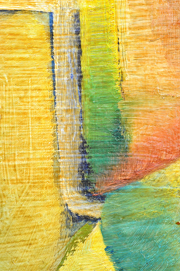 yellow, green, and orange abstract painting