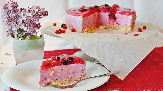 pink and red icing-covered cake