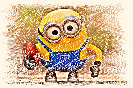 painting of yellow and blue Minion