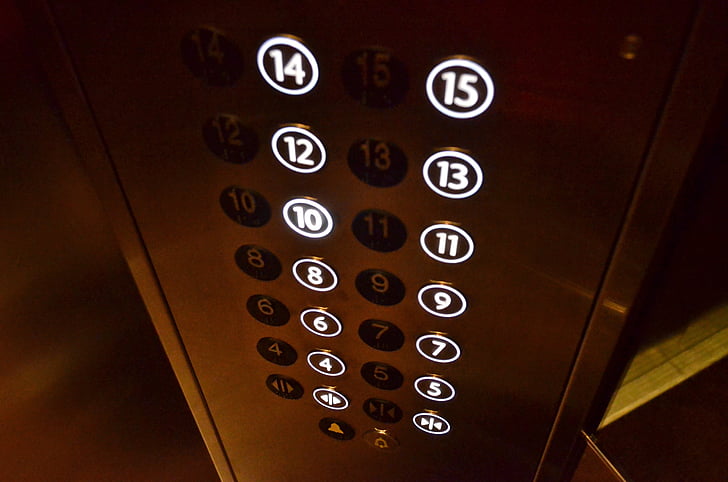 elevator buttons lit up
