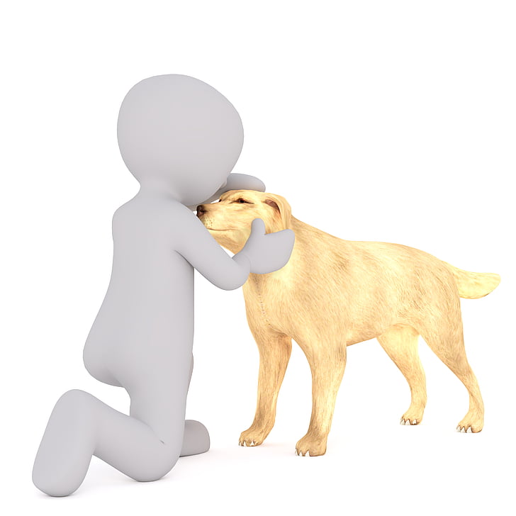 brown dog with person illustration