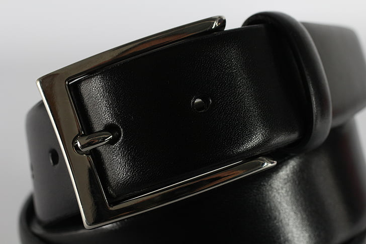 black leather with black gray buckle