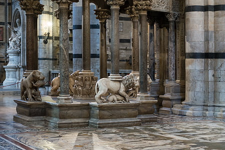 pulpit, lion, dom, siena, nicola pisano, columnar