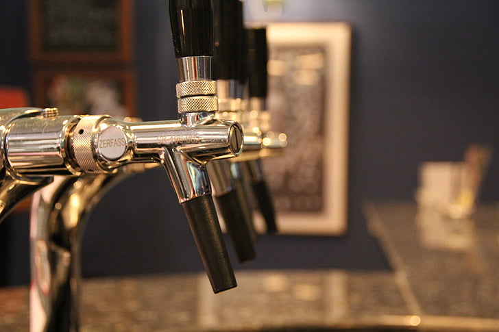 gray and black beverage taps