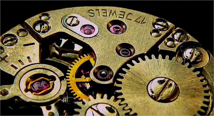 brass-colored clockwork