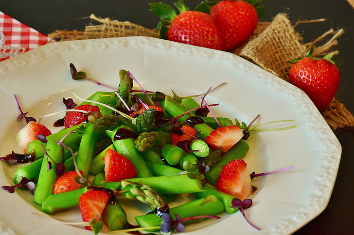 sliced green beans and strawberry