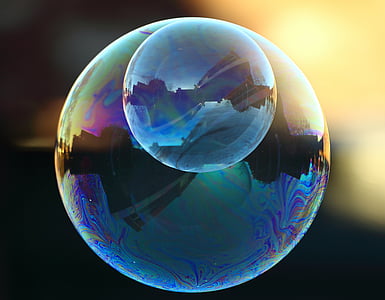 macro photography of iridescent bubble