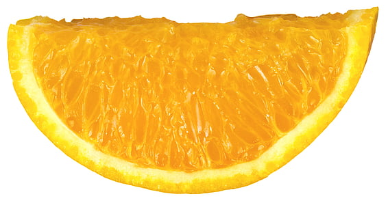 slice of orange against white background