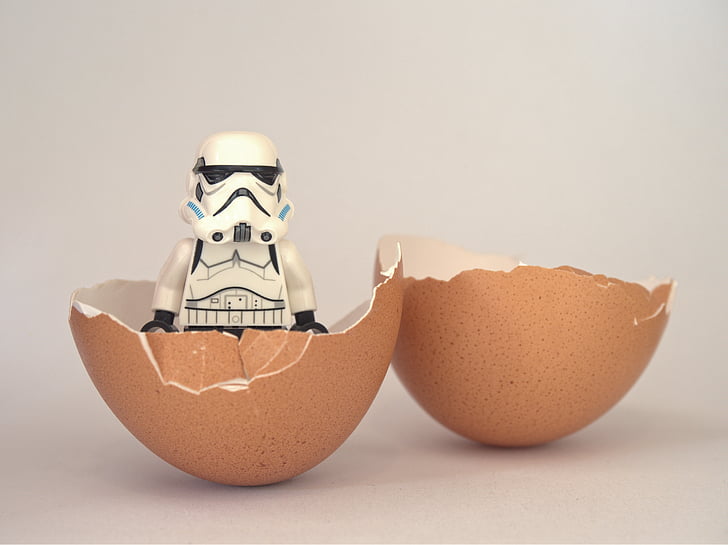 Darth Vader mini figure on brown egg