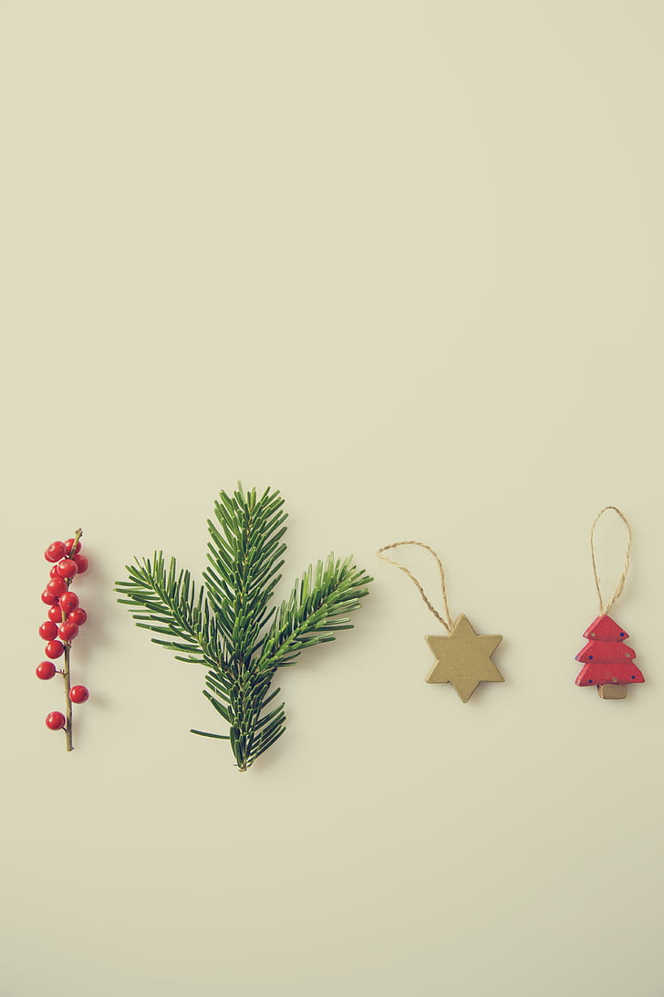 three Christmas-themed ornaments