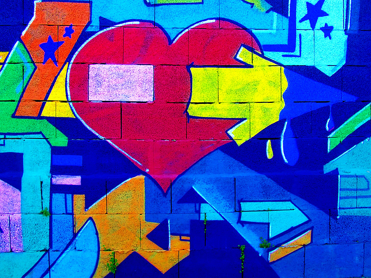 graffiti, heart, love, symbol, romantic, grunge