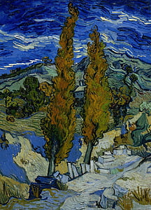 trees near mountain and body of water painting