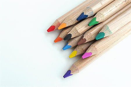 assorted-color pencils