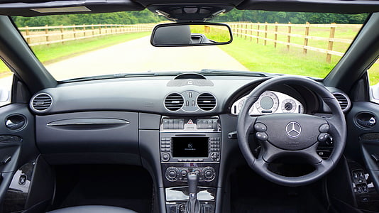 black Mercedes-Benz interior