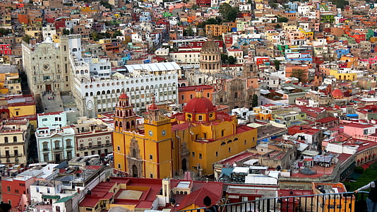 aerial photography of brown cathedral surrounded with high rise buildings