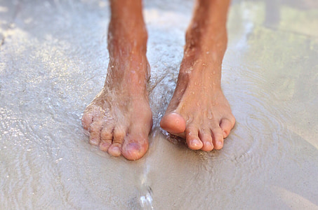 person's wet feet
