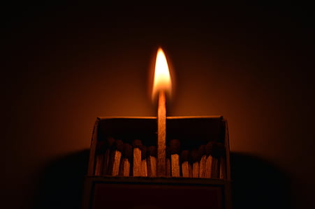 matchstick lighted inside matchbox