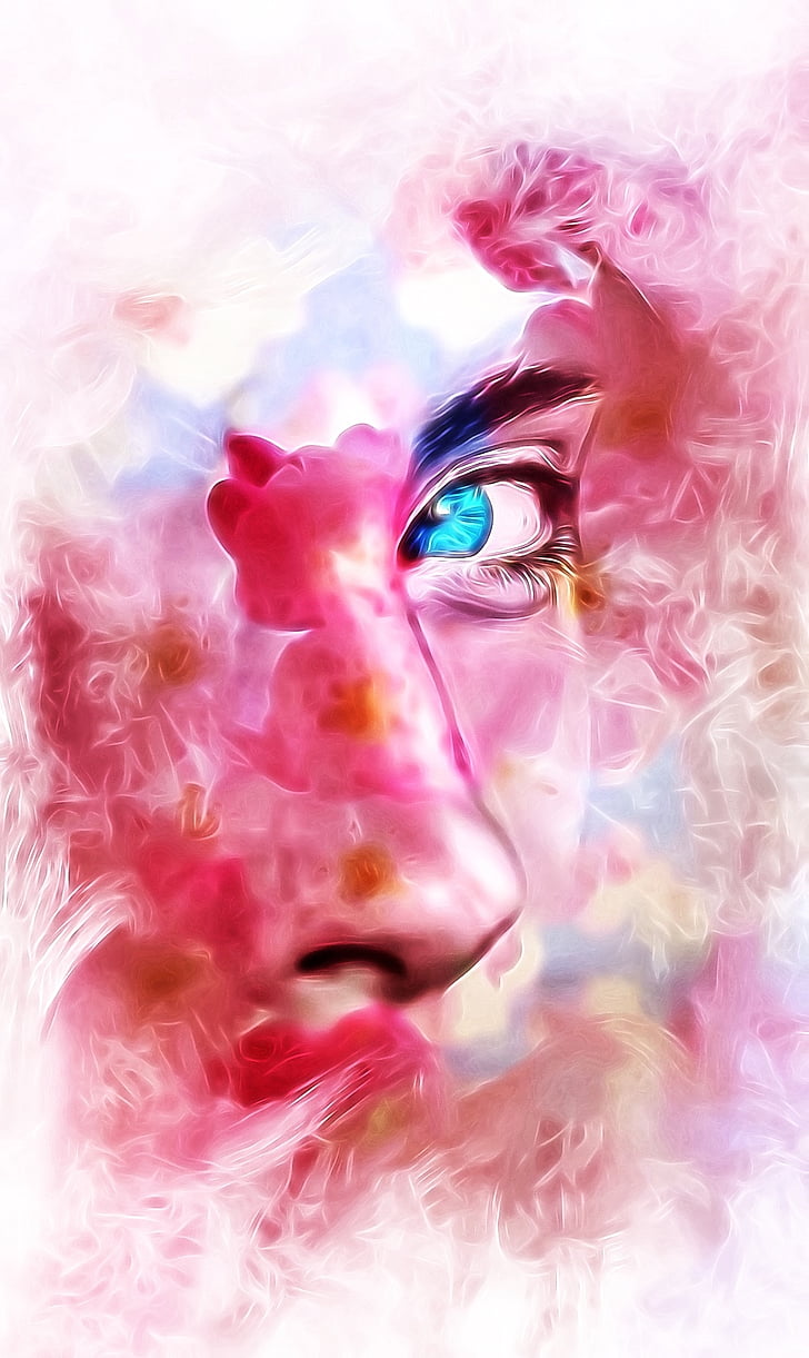 person's face with blue eye painting