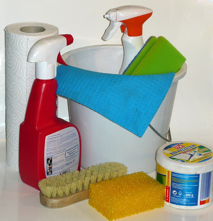 assorted bathroom cleaning equipment set