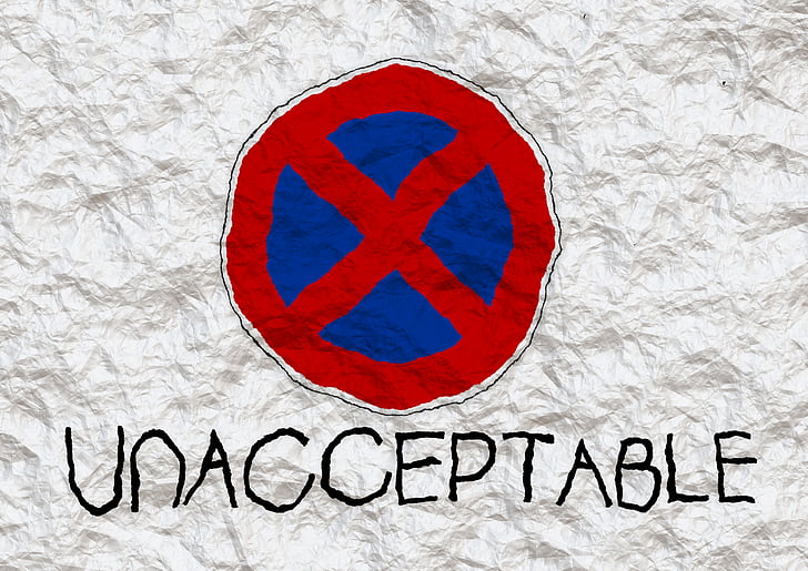 red and blue Unacceptable logo