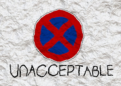 red and blue Unacceptable logo
