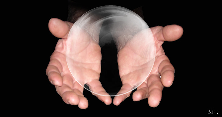 person holding bubble