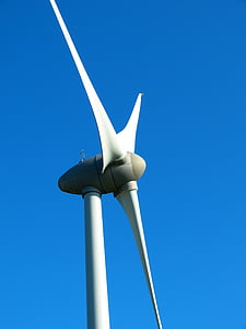low angle photography of white and grey windmill