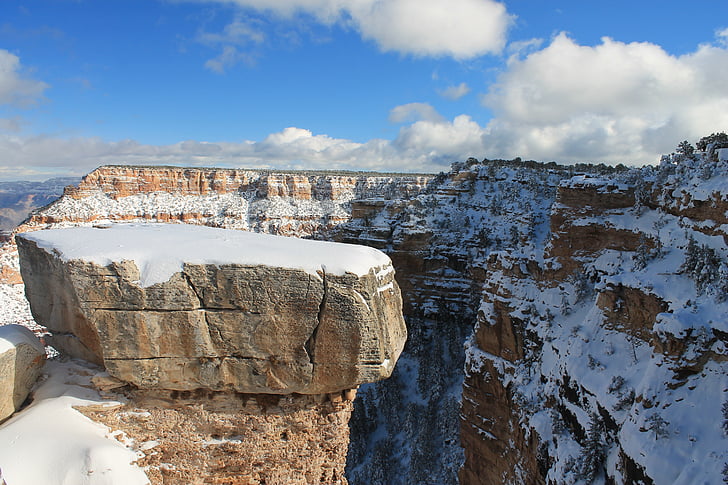 landscape photo of cliff covered with snow