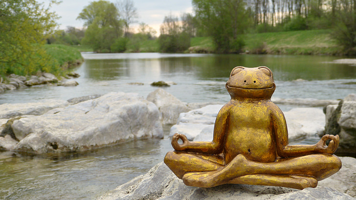 brown frog meditating figurine